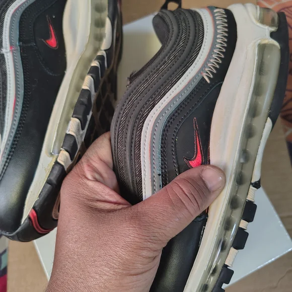 Nike Men's Black Denim Sneakers with Leather,Teal and Rust Accents - Picture 6 of 7